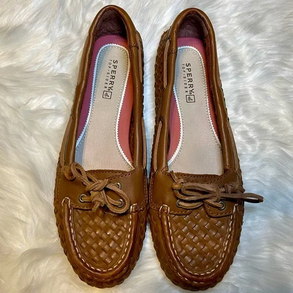 Women’s Sperry Size 7-Woven Leather Loafers - Picture 2 of 5